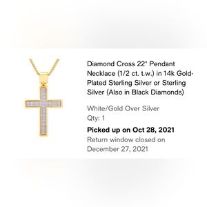 Diamond Cross 22” Pendant Necklace